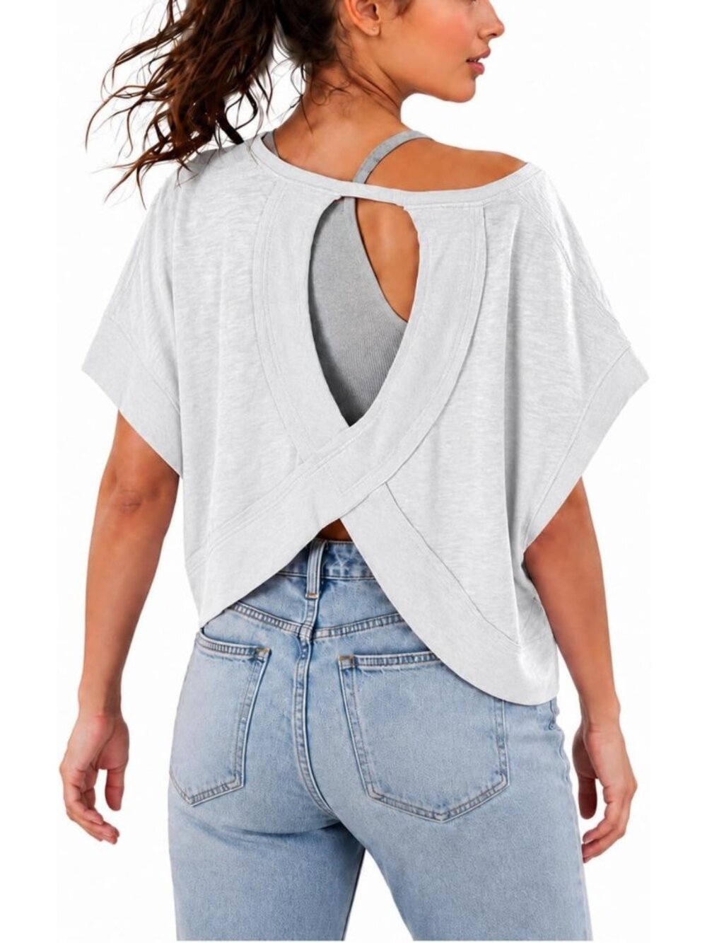 Women's 100% Cotton Open Back Workout Top - Breathable, Stylish Activewear